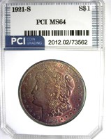 1921-S Morgan PCI MS64 Golden Purple