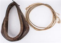 Antique Horse Mule Yoke & Cowboy Lasso Rope