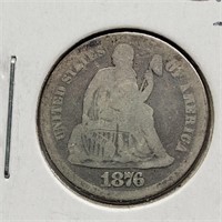 1876 CARSON CITY SEATED DIME