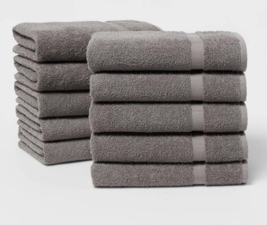 NEW Room Essentials 10pk Bath Towel Bundle Dark