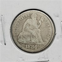 1886 SEATED LIBERTY DIME