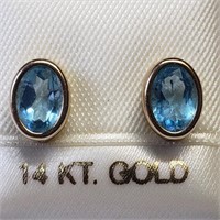 $300 14K  Blue Topaz Earrings