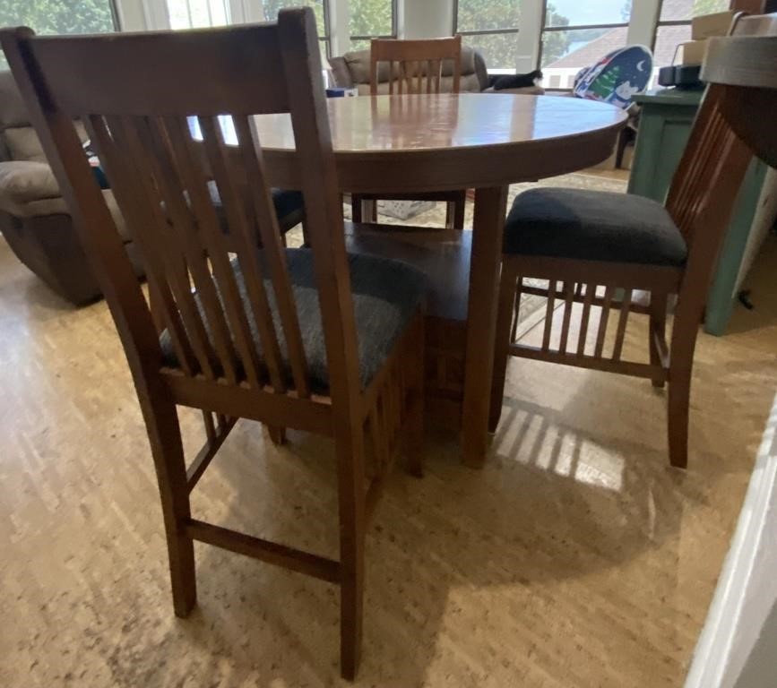 BAR HEIGHT WOOD TABLE AND 4 CHAIRS