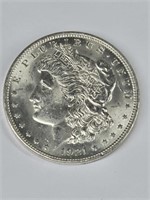 1921 Morgan Silver Dollar, Uncirculated / 90