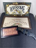 Welcome sign, Cross stitch sampler