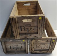 3 Vintage Wooden Pepsi-Cola Crates