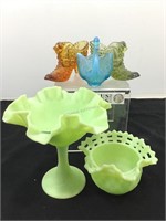 Fenton Glass. Satin Lime Green and More