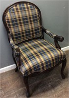 PLAID UPHOLSTERED ARM CHAIR