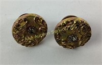 Pair Victorian gold filled rhinestone MOP