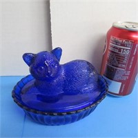 Glass Cat Blush Candy Dish