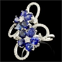 18K Gold Sapphire 4.90ct & Diam Ring 0.68ctw