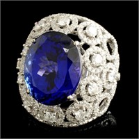 18K Gold 15.49ct Tanzanite & Diam Ring 2.68ctw