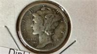 1943 mercury silver dime coin