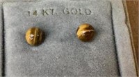 14 karat gold tiger eye earrings