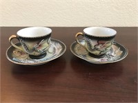 Japanese vintage tea cups with dragons