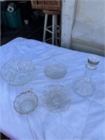 Beautiful cut glass bowl, decanter and other