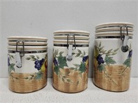 3pcs Hand Painted Fruit theme Canisters