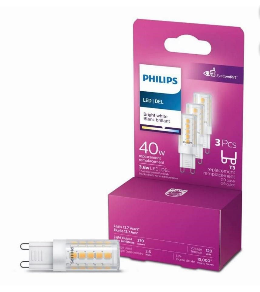 NEW $30 3-Pcs Philips LED G9 40W Light Bulb