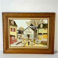 H. Hargrove Signed "School House" Framed Painting