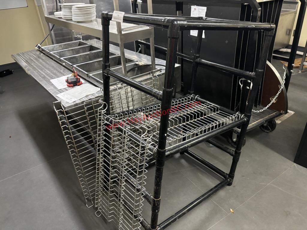 PLASTIC & METAL DRYING RACK W/ CASTERS