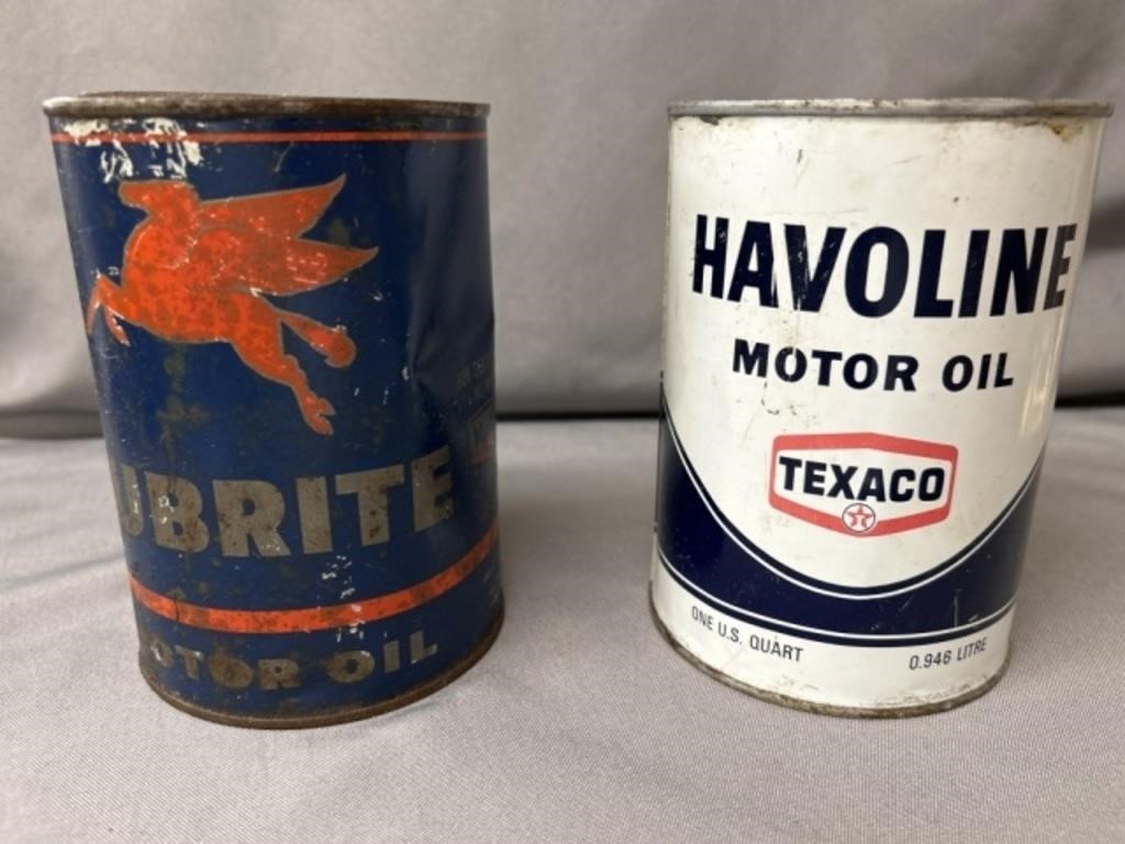 (2) Vintage One Quart Oil Cans