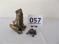 Small Cast Frog and Large Frog Sculpture