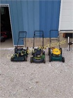 3 Push Mowers 
Craftsman 
John deer
Yard man