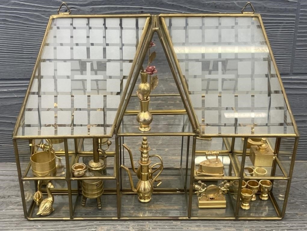 Brass Mirrored Display House