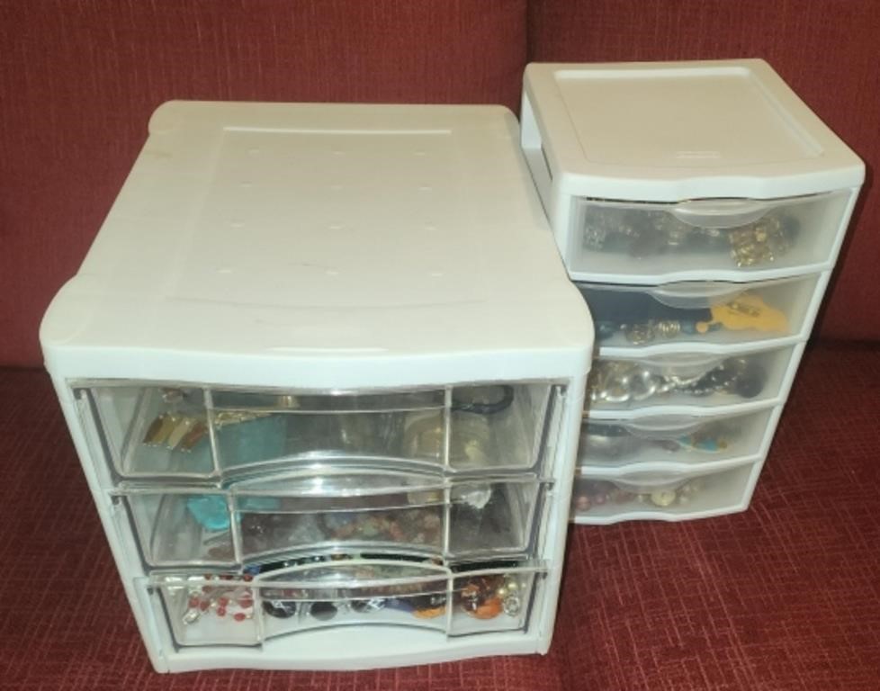 Lot of 2 organizers with misc costume jewelry