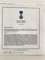 WWII Nicholas Oresko Signed Medal Of Honor Citatio