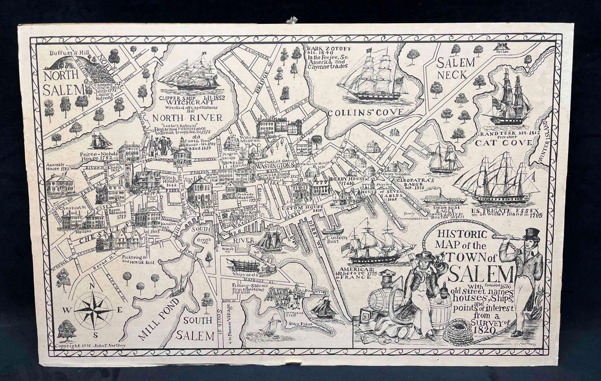 Historic Map Of The Town Of Salem Print Copyright