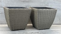 RESIN WICKER PLANTER BOXES SET OF 2