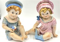 Pair of Bisque Boy and Girl Figures 8 1/2"
