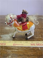 Vintage Monkey Riding Tin Litho Horse