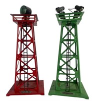 TWO  LIONEL LIGHT BEACONS AND FLOOD LIGHT TOWERS