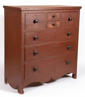 NEW ENGLAND PAINTED PINE CHEST OF DRAWERS,