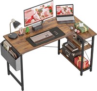 CubiCubi 40 L Desk with Shelves, Deep Brown