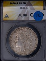 1889-1890 ANACS AU58 Morgan Silver Dollars- 2