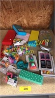 Erasers, pencil cases, tape