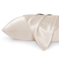 Bedsure Satin Pillowcase, Beige, Standard Set of 2