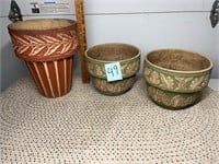 Three Clay flowerpots