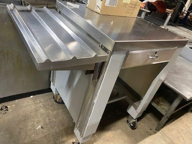 Stainless top service stand with drawer