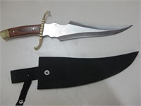 17" Chipaway Steel Knife In Sheath Wood Handle