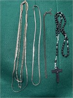 Three chain necklaces,