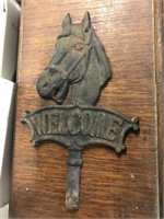 Horse cast Iron Welcome Sign