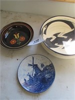 Hand Painted Plate, 2 Bowls
