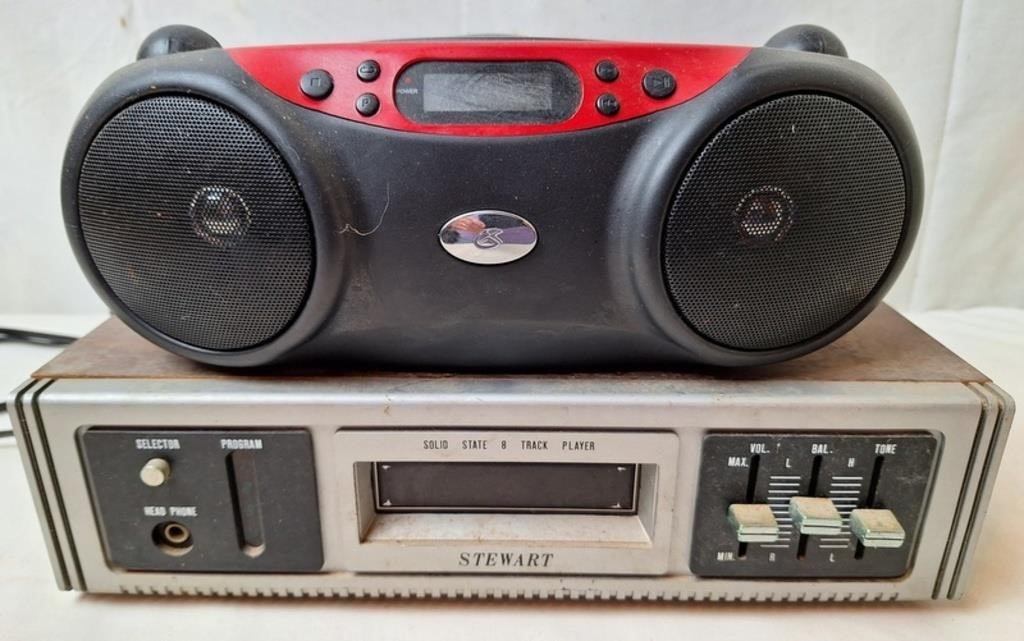 Stewart 8-Track Tape Deck & GPX Boombox