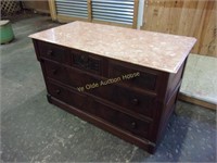 American Mahogany 5 Drawer Marble Topped