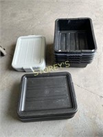 6 Bus Bins w/ LG Qty of Lids