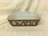Pyrex EARLY AMERICAN Large Refrigerator Dish w Lid